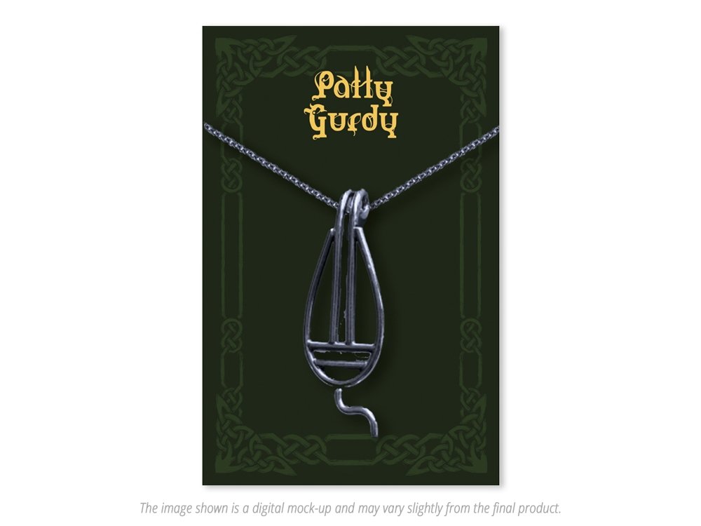 Hurdy Gurdy necklace Stainless steel silver