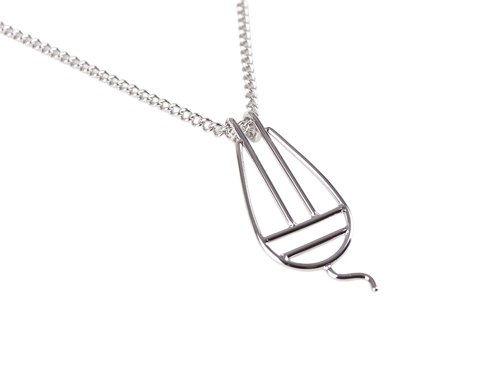 Hurdy Gurdy necklace Stainless steel silver